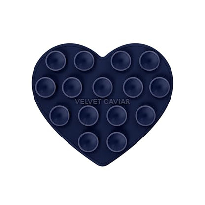 Velvet Caviar Suction Cup Phone Case Mount Compatible with MagSafe Devices Only - Magnetic Silicone Sticky Phone Grip Holder for iPhone Back of Phone - Mirror Gripper (Admiral Navy Heart) - color: Admiral Navy Heart