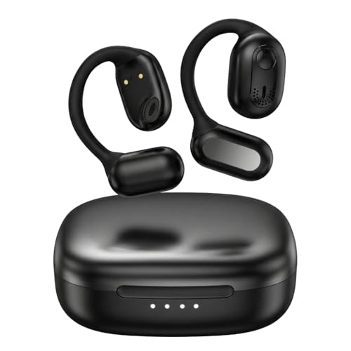 Bluetooth Headphones Wireless Earbuds 360hrs Playtime Wireless Charging Case Digital Display Sports Ear Buds with Earhook Deep Bass IPX7 Waterproof Tablet Over-Ear Earphones for TV Phone Laptop Black