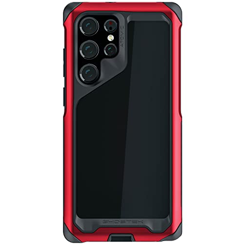 Ghostek ATOMIC slim S22 Ultra Case with Clear Back, Aluminum Bumper and S-Pen Access Military Grade Shock Absorbent Protective Phone Cover Designed for 2022 Samsung Galaxy S22 Ultra 5G (6.8inch) (Red) - color: Red, size: Galaxy S22 Ultra
