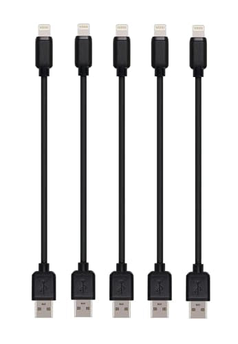 Short USB Cables Compatible with iPhones/iPads/iPad mini/iPad Pros (Black, 1 Feet) - color: Black, size: 1 Feet