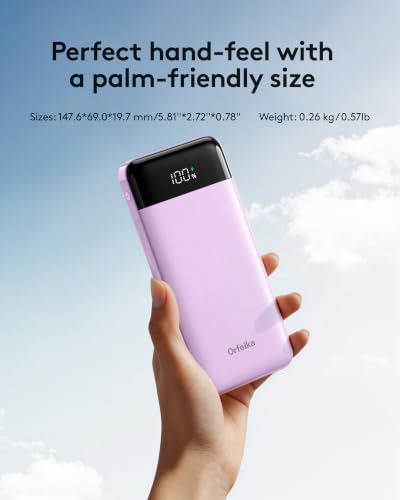 Orfeika Fast Charging Portable Charger Power Bank with Built-in 4 Cables | 10000mAh|Ultra-Slim&Light|Flight-Safe|Power 6 Devices at Once|22.5W|Battery Pack For iPhone,Samsung,Google|Travel Essentials - color: Purple