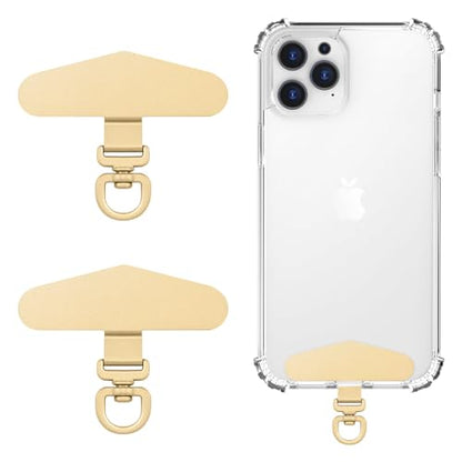MoKo 2 Pack Metal Phone Tether Tabs, Rotatable 360° Phone Lanyard Patch - color: Light Gold