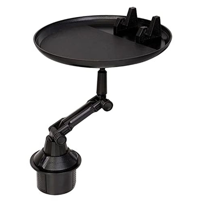 Cellet Cup Holder Tray for Car with Phone Mount – Expandable Base, 360° Rotation Food & Drink Tray with Non-Slip Surface, Adjustable Arm for Eating in Vehicle – Fits Most Standard Car Cup Holders - style: Food Tray