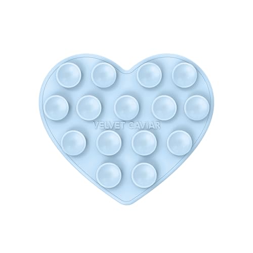 Velvet Caviar Suction Cup Phone Case Mount Compatible with MagSafe Devices Only - Magnetic Silicone Sticky Phone Grip Holder for iPhone Back of Phone - Mirror Gripper (Cotton Candy Blue Heart) - color: Cotton Candy Heart