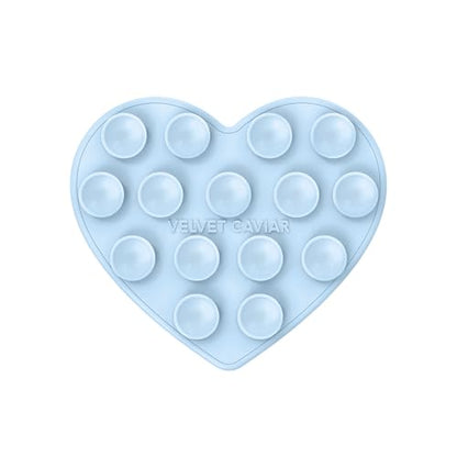 Velvet Caviar Suction Cup Phone Case Mount Compatible with MagSafe Devices Only - Magnetic Silicone Sticky Phone Grip Holder for iPhone Back of Phone - Mirror Gripper (Cotton Candy Blue Heart) - color: Cotton Candy Heart