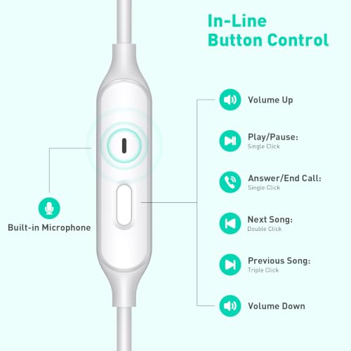 Wired Earbuds 3.5mm Headphones with Mic for Laptop PC Chromebook,Green - color: Green