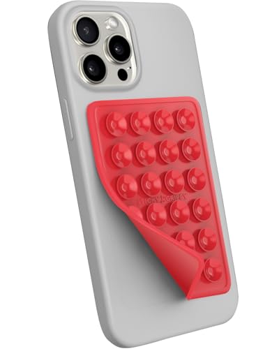 StickyGrippy Suction Phone Case Mount, Sillicon Adhesive Phone Accessory for iPhone and Android, Hands-Free Fidget Toy Mirror Shower Phone Holder, Tiktok Videos and Selfies (Red) - color: Red