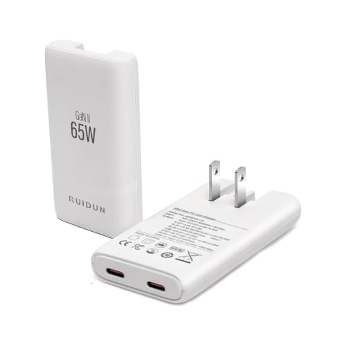65W GaN USB C Charger,Dual-Port Fast Wall Charger,PD 3.0 & QC 4.0,Foldable Plug for MacBook Pro/Air, iPhone 15, iPad Pro, Galaxy S24, Steam Deck & More,White - color: White-2C