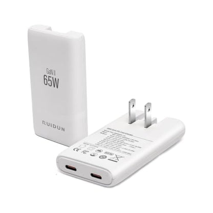 65W GaN USB C Charger,Dual-Port Fast Wall Charger,PD 3.0 & QC 4.0,Foldable Plug for MacBook Pro/Air, iPhone 15, iPad Pro, Galaxy S24, Steam Deck & More,White - color: White-2C