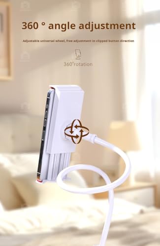 Gooseneck Phone Holder for Bed, 39.4 Inch Flexible Cell Phone Stand with Clamp, Adjustable Overhead Phone Mount for Desk, Bedside, Video Recording, Live Streaming, Compatible with iPhone & Smartphones