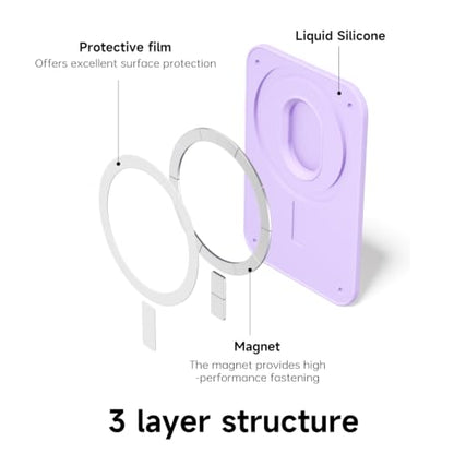 oakxco Magnetic Phone Wallet Stick On, Secure Phone Card Holder Silicone Compatible with Magsafe, Adhesive Pocket Sleeve ID Credit Card, Slim Thin Card Case, Compatible with iPhone Samsung, Lilac - color: Lilac