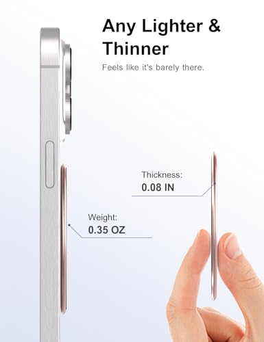 AirLoop Ultra Thin Phone Grip with Soft Elastic Finger Strap, Strong Adhesive with Back-Side Magnetic Ring Holder Loop, Ultra Light Accessories for Phone-Rosegold - color: Rosegold