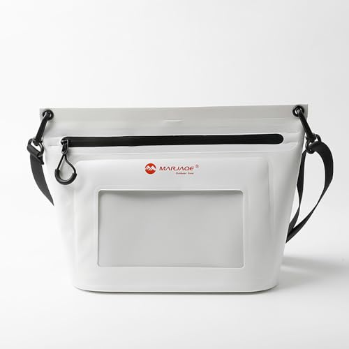 IPX7 Waterproof Bag with Touchscreen Phone Pocket,Floating Airtight Shoulder Bag for Swimming,Rafting,Cycling,Hiking - color: white