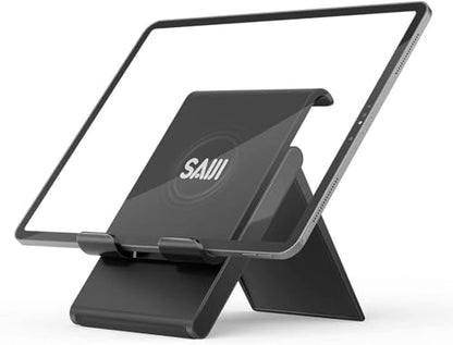 SAIJI Adjustable iPad Stand for Desk Portable Foldable Tablet Stand -Black - color: Black