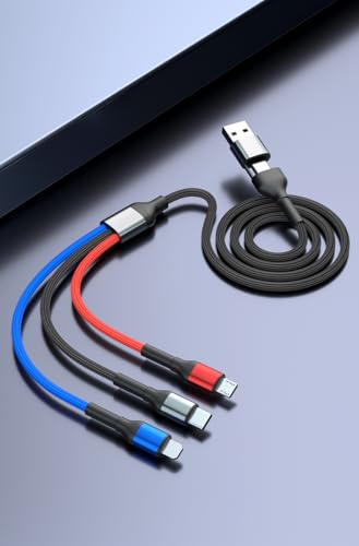 Reflex Power 6-in-1 Multi-Functional Charging Cable, 1.2m Nylon Braided, USB-C, Micro, IP Connectors, Fast Charge for Android & iOS Devices, Durable Aluminium Alloy, Perfect for Travel & Home