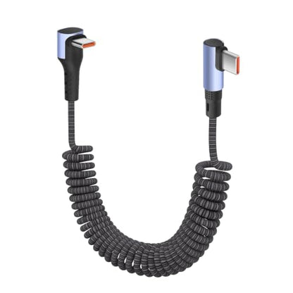 YACSEJAO 90 Degree Coiled USB C to USB C Braided Charging Cable - style: Side to Right Angle