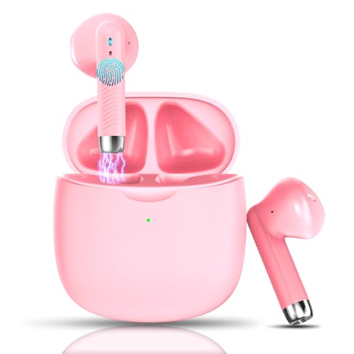 Wireless Earbuds, Bluetooth 5.4 Earbuds Stereo Bass, Bluetooth Headphones - color: light pink