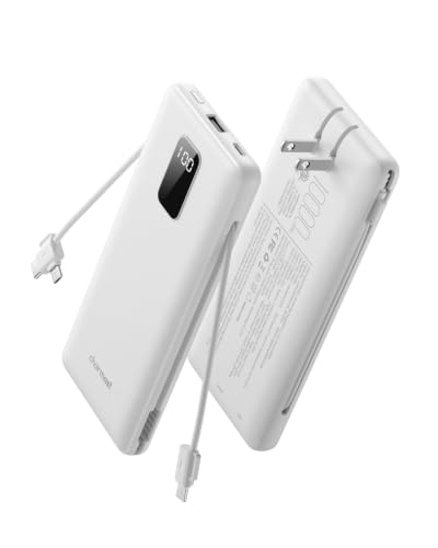 charmast Portable Charger Power Bank 10000mAh with Built-in AC Wall Plug - color: Grey