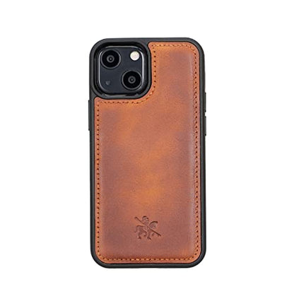 Venito Lucca Leather Case Compatible with iPhone 13 Mini (5.4 inch) – Extra Secure with Padded Back Cover (Antique Brown) - color: Antique Brown, size: iPhone 13 Mini
