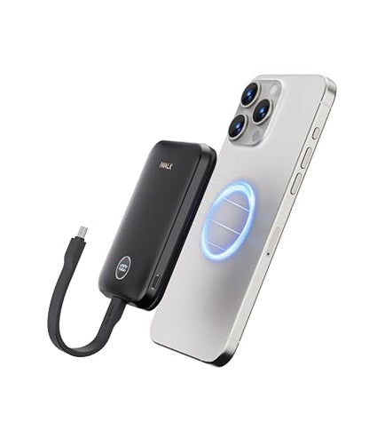 iWALK Magnetic Power Bank 10000mAh, 30W Wireless Portable Charger with Fast Charging USB-C Cable,Qi2 Certified 15W Battery Pack with LED Display for iPhone 17/16/16 Pro/15/14/13 Series, Samsung Galaxy - color: Black