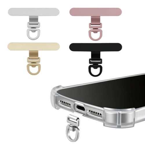 (4-Pack) 360° Rotating Stainless Steel Phone Tether Tab, Universal for Phones, Fit Wristbands, Necklaces & Crossbody Straps (Combination-A) - color: Combination-a