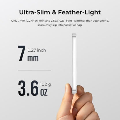 FLEXTAILGEAR Magnetic Power Bank, 5000mAh Ultra Slim Portable Charger with Built-in USB-C Cable, Travel Power Bank Compatible with iPhone 17/16/15 Series Galaxy and More