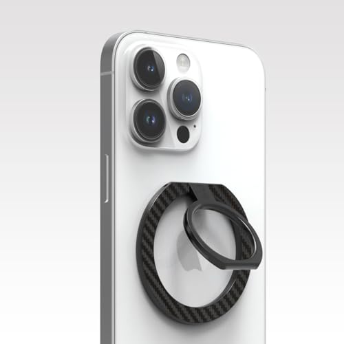 PureGear Magnetic Phone Ring Grip, for MagSafe Kickstand Holder - color: Carbon Fiber