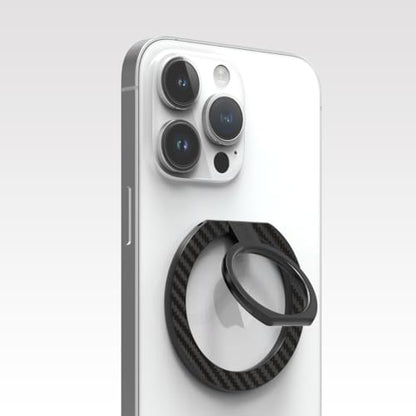 PureGear Magnetic Phone Ring Grip, for MagSafe Kickstand Holder - color: Carbon Fiber