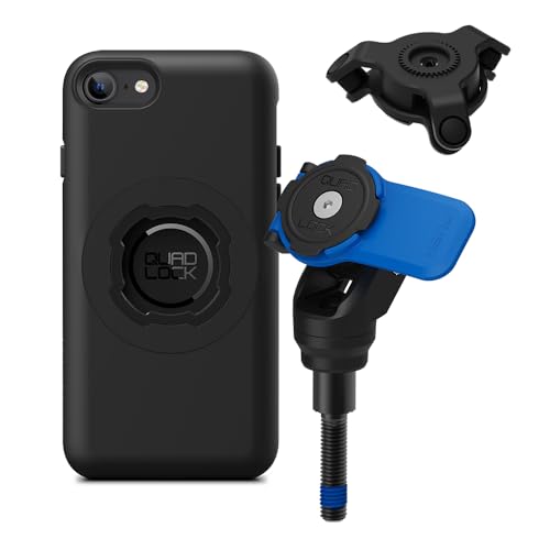 Quad Lock Handlebar Clamp Motorcycle Phone Mount with Vibration Dampener and MAG Phone Case for iPhone SE (3rd / 2nd Gen) & 8/7 - size: iPhone SE (3rd / 2nd Gen) & 8/7