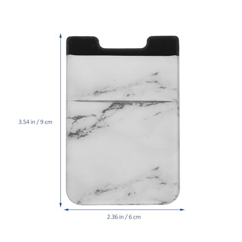 Housoutil 2pcs Double-layer Stretch Fabric Adhesive Phone Card Holder Wallets for Smartphones, Lightweight Secure Cards Pocket with White and Black Marble Patterns, Cell Phone Wallets