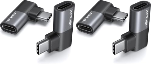 JSAUX 90 Degree USB C Male to Female Adapter 4-Pack, 100W 40Gbps - color: Grey, size: Flat Right Angle-4 Pack