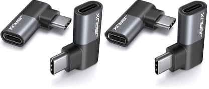 JSAUX 90 Degree USB C Male to Female Adapter 4-Pack, 100W 40Gbps - color: Grey, size: Flat Right Angle-4 Pack