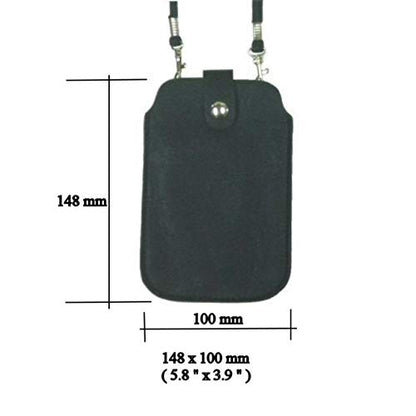 Leather Neck Pouch for iPhone (Style 2) - Magnetic Checkered Black Case by Tapp Collections - color: Black