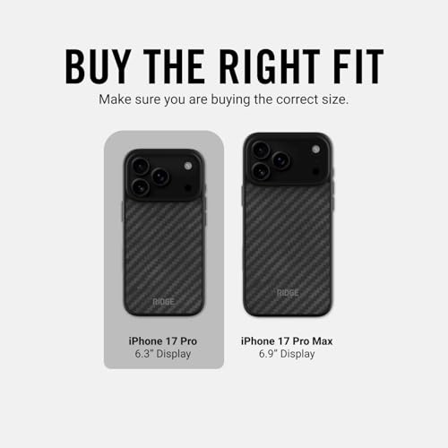 Ridge Case Compatible with iPhone 17 PRO - Compatible with MAGSAFE & Wireless Charging, Aluminum Control Buttons, Dual-Layer Construction, TPU Bumper with Drop Protection (Matte Black) - color: Matte Black, size: iPhone 17 Pro