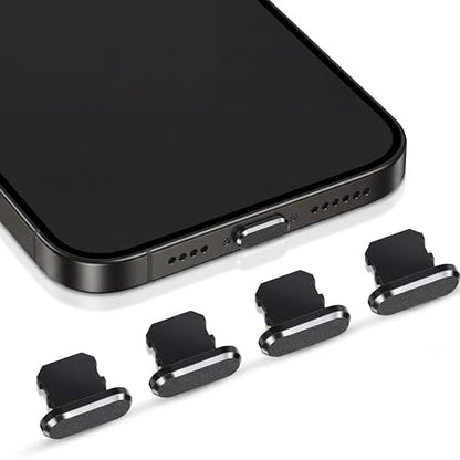 Weewooday4 Anti Dust Plugs, Protects Charging Ports, Compatible with iPhone 11, 12, Pro, Max/X/XS/XR, 7, 8 Plus, iPad Mini/Air (Black, 4 Pieces)