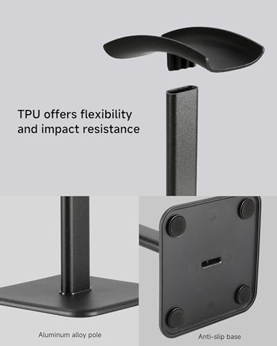 Headset Stand - Headphone Holder for desk with Aluminum Hanger Compatible with All Over-Ear On-Ear Computer Xbox One PS5 PS4 PC Game Telephone Headsets (Black) - color: Black