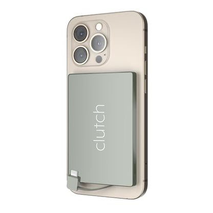 Clutch - Pro USB-C Portable Charger - Compatible with iPhone 15, 16, 17 & Android Devices - Power Bank Magnetic Battery - TSA Travel Approved - USB Rechargeable - Built-in Cable - 5000 mAh - 3.7oz - color: Gray