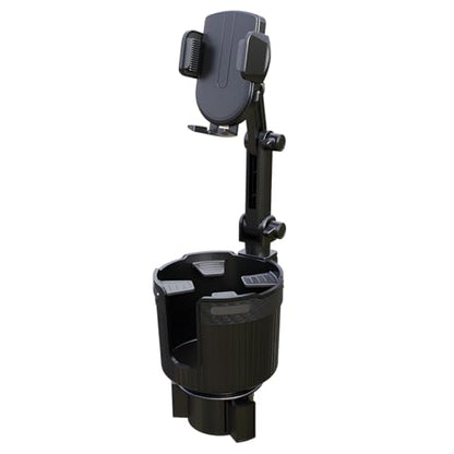 Car Cup Holder Phone Mount, 2 in 1 360° Rotation Long Arm Vehicle Cup Cell Phone Holder Expander with Adjustable Base, Automotive Drink Bottles Smartphones Stand, Universal Fit (Black) - color: Black