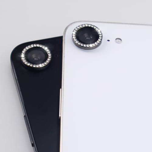BONVAN for iPhone 15/15 Plus Camera Lens Protector Bling Glitter Diamond Metal Crystal Tempered Glass Screen Accessories Rhinestones Lens Cover, also Compatible with iPhone 16e (2PCS) (Black) - color: Black