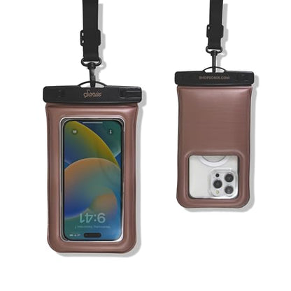 Sonix Waterproof Phone Pouch - Floating Phone Case Dry Bag w/Crossbody Lanyard - Beach Cruise Travel Essentials - Compatible w/All Devices, Touchscreen Friendly | Mocha - color: Mocha