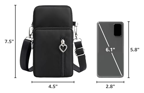 Small Crossbody Bag for Women - Mini Phone Purses with Crossbody Strap and Wallet - Nylon Arm Bag - color: A-black