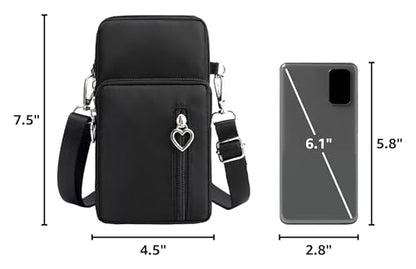 Small Crossbody Bag for Women - Mini Phone Purses with Crossbody Strap and Wallet - Nylon Arm Bag - color: A-black