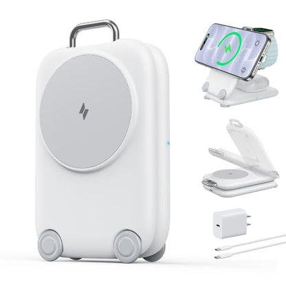 Mukiya PaktVault Traveling Fast Wireless Charging Station for iPhone Duo - color: White