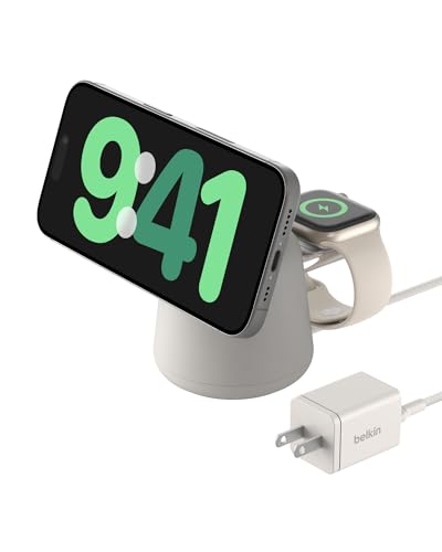 Belkin MagSafe 15W 2 in 1 Wireless Charging Dock, Fast Charger - color: Sand, style: Gen 1