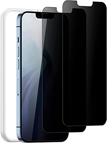 SaharaCase - ZeroDamage Privacy Glass Screen Protector [2-Pack] for Apple iPhone 13 & iPhone 14 6.1” (2022) Anti-Scratch & Anti-Fingerprint Easy Installation Full Coverage Bubble Free 9H Hardness