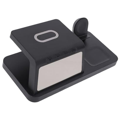 Focket Wireless Charging Station, 15W Fast Charging 3 in 1 Charger Stand, Alarm Clock with Wireless Charger for Phone Watch Earbuds Home Office Travel