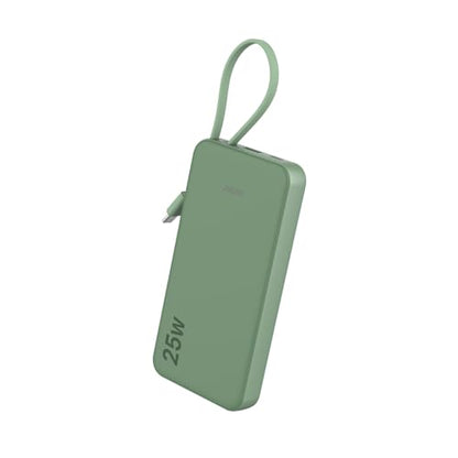 JUOVI Power Bank 25W 10000mAh Portable Charger with Built-in Cable - color: Green