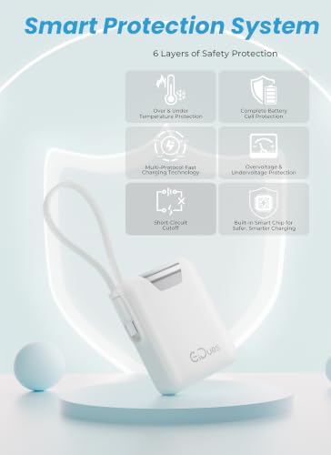 M1 Mini Portable Charger, 10000mAh Ultra-Compact Power Bank, 22.5W PD Fast Charging, Tpye-C Built-in Cable, Small External Battery Pack for iPhone, Samsung, Android iPad (White) - color: White
