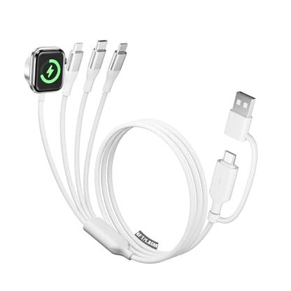 A-Pce 4-in-2 Multi Charging Cable with Smartwatch Charging, White-6FT - color: White, size: 6FT