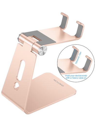 OMOTON C2 Adjustable Aluminum Cell Phone Stand with Charging Cutout, Gold - color: Gold
